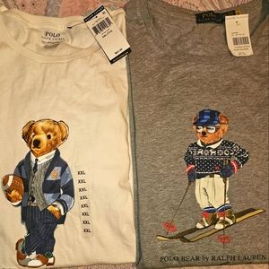 Ralph lauren Polo Bear long sleeve tshirts XXL 2XL Grey and Cream color